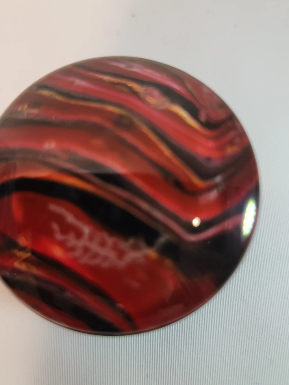 OOAK Phone Grip/Stand Handmade Abstract Art Red Marble Swirl Ethereal Glass